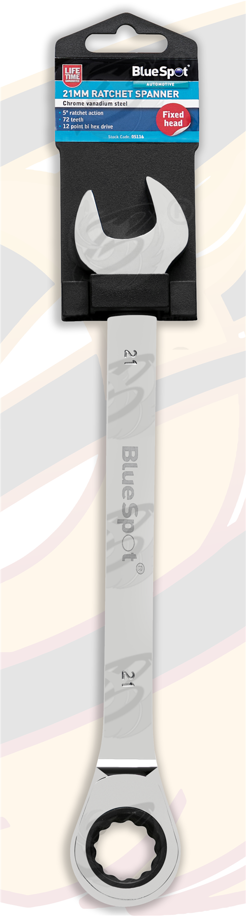 BlueSpot 21mm 72 Tooth Ratchet Spanner 05116