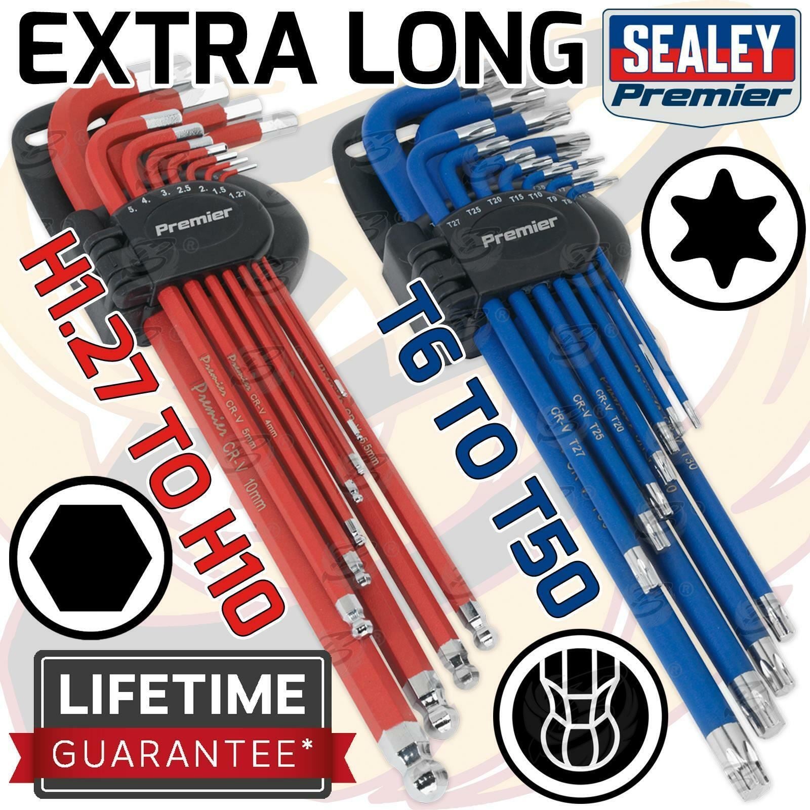 SEALEY 24PCS ANTI SLIP TORX & HEX KEY SET ( H1.27 - H10 ) ( T6 - T50 )