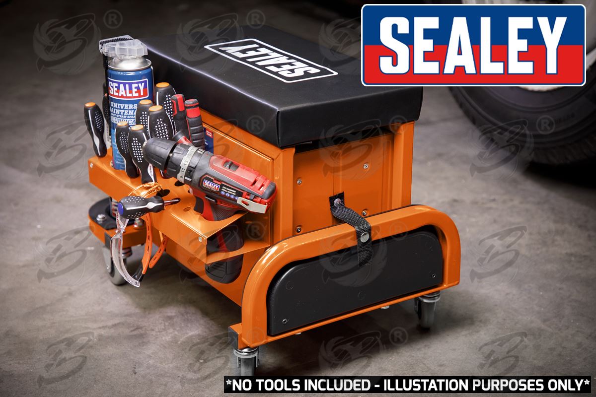 SEALEY MECHANIC STOOL / UTILTIY BOX ( ORANGE )