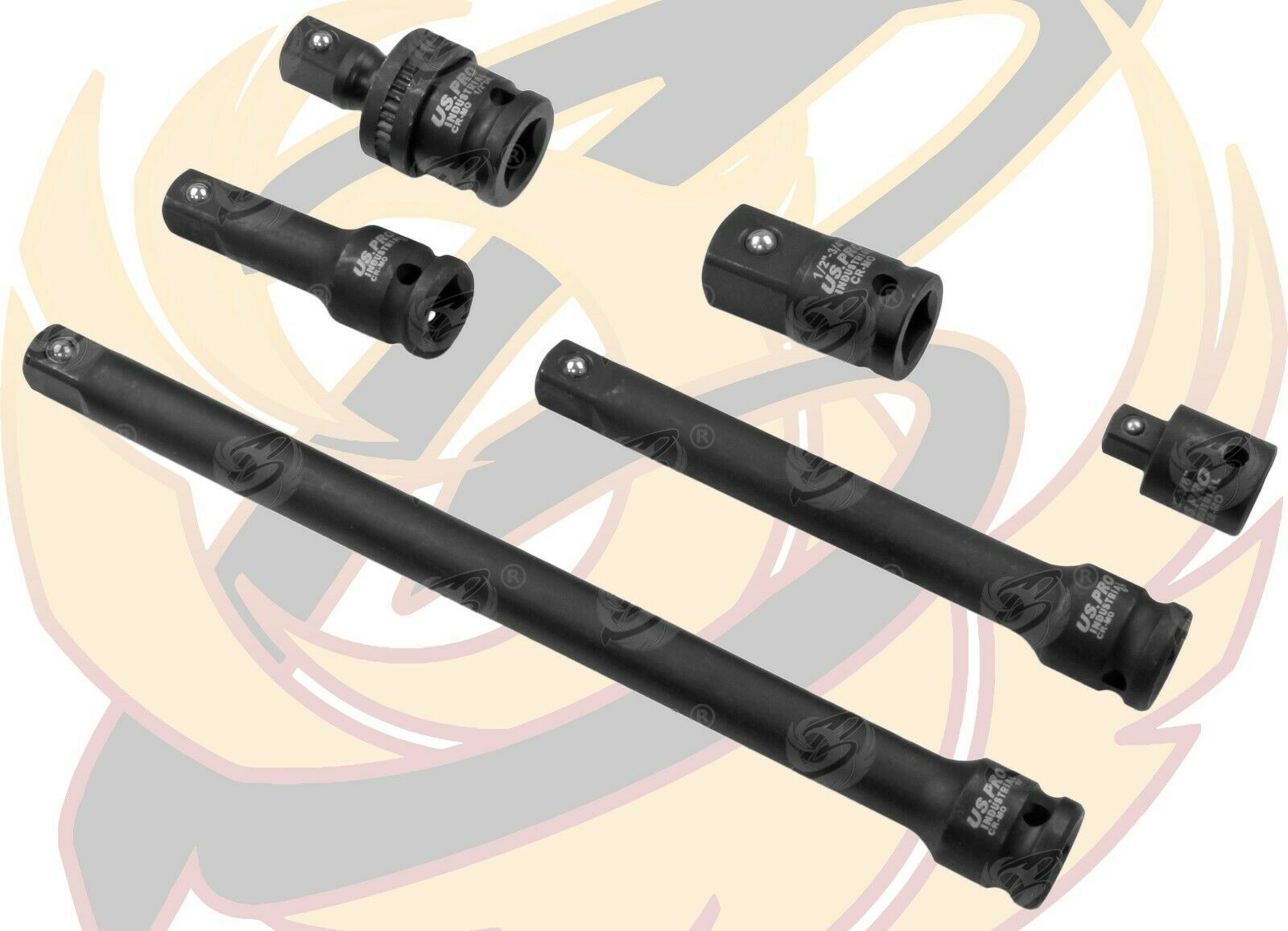 US PRO INDUSTRIAL 6PCS 1/2" DRIVE IMPACT ADAPTER & EXTENSION SET