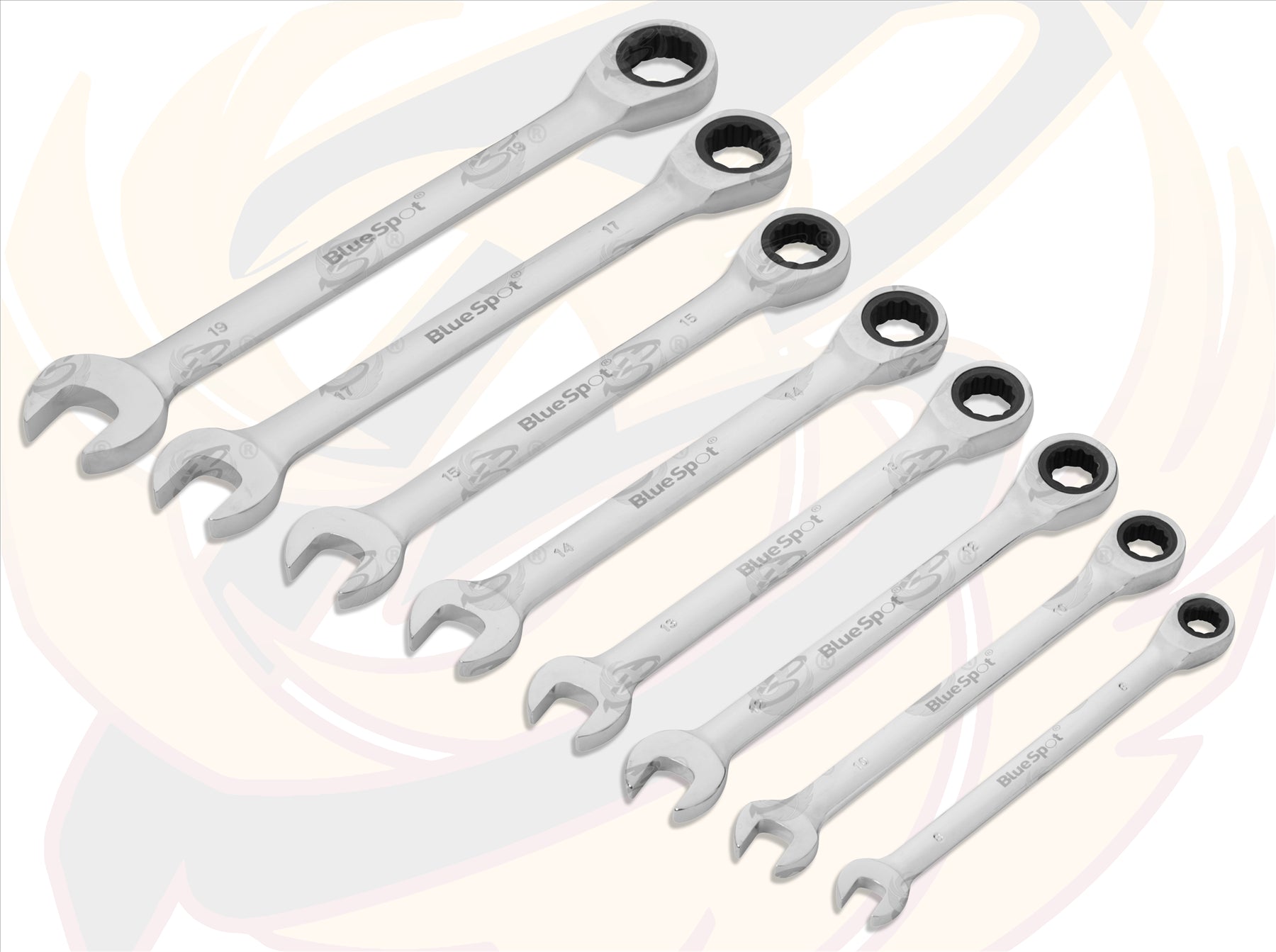 BLUESPOT 8PCS RATCHET SPANNER SET 8MM - 19MM