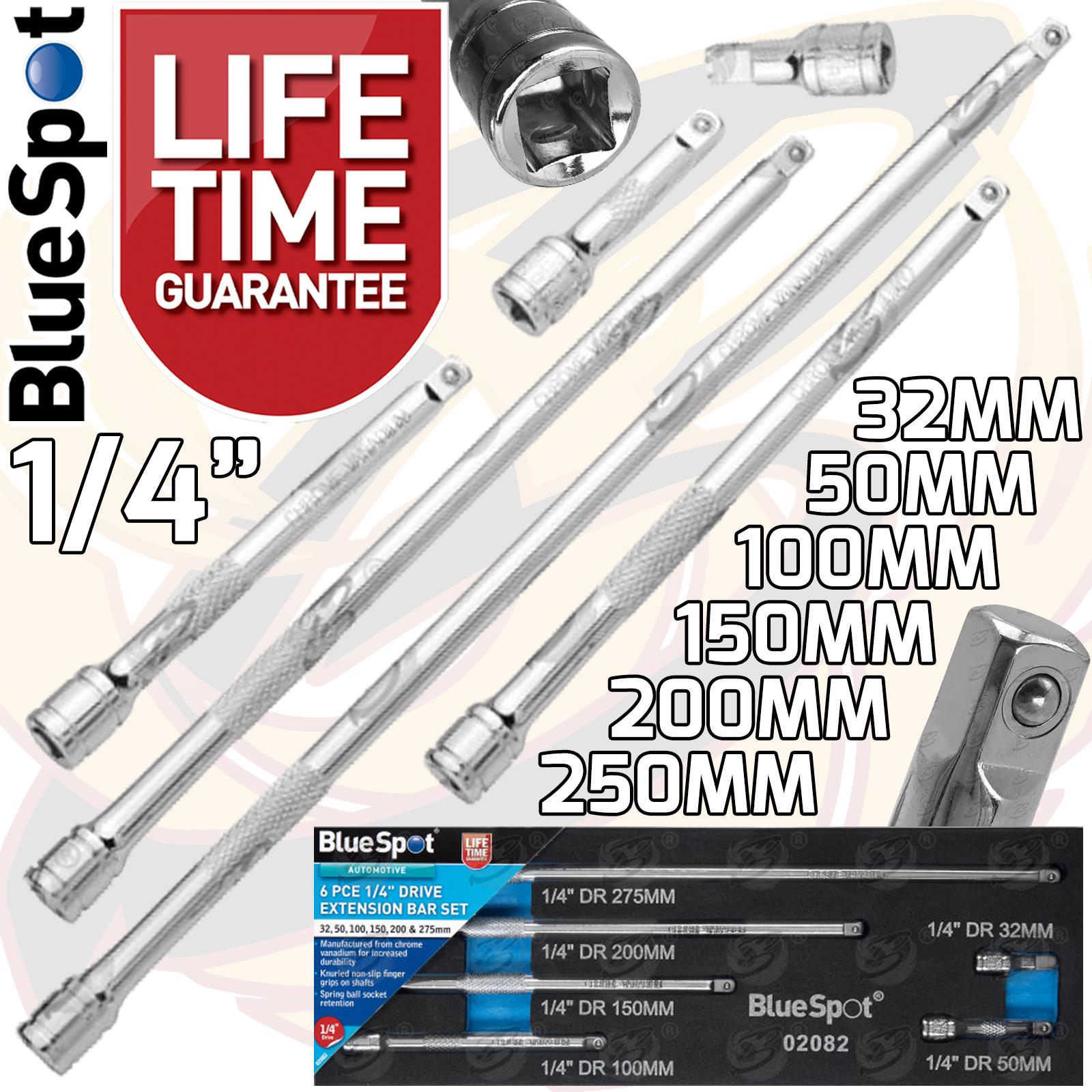 BLUESPOT 6PCS 1/4" DRIVE EXTENSION BARS 32MM - 250MM