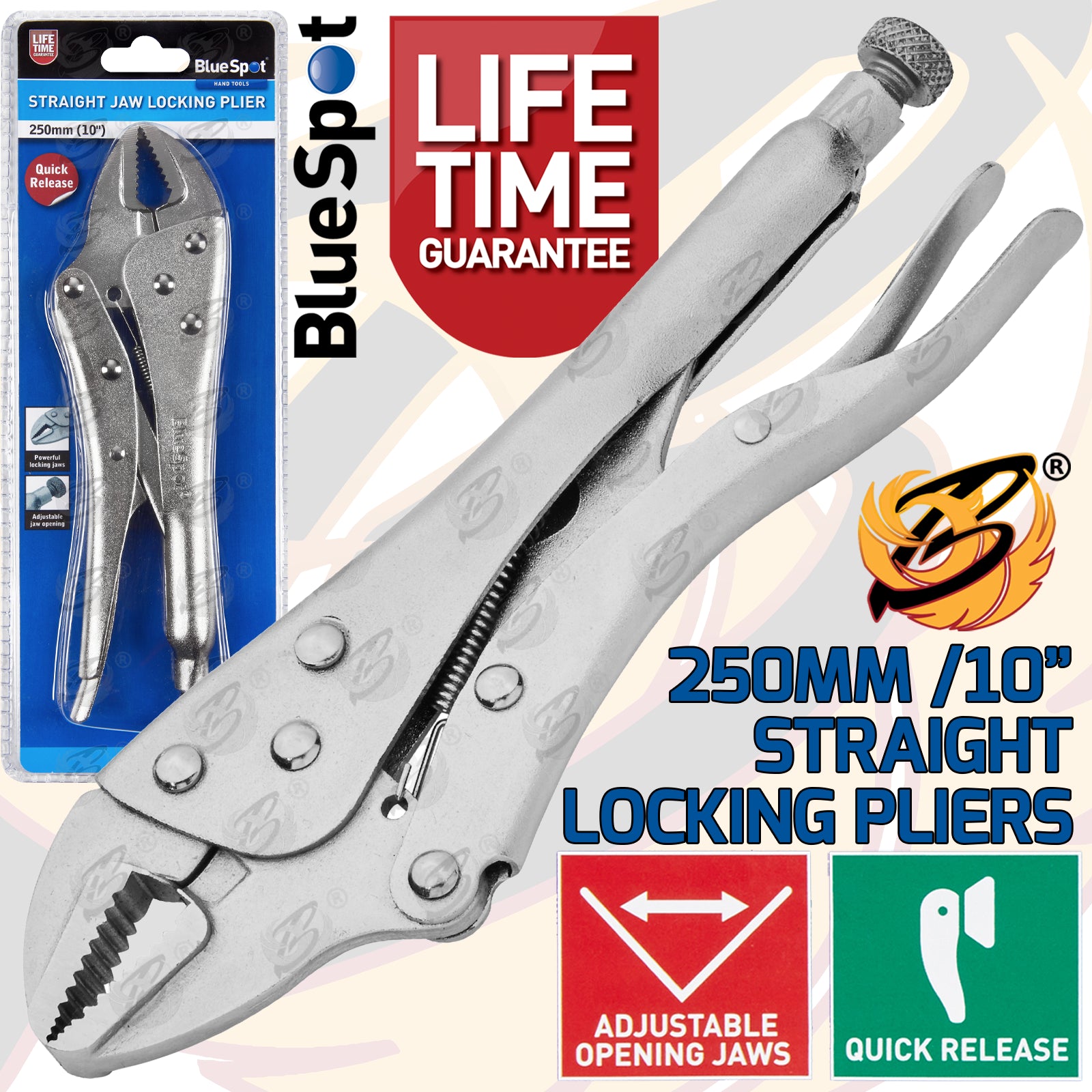 BLUESPOT 250MM (10") STRAIGHT JAW LOCKING PLIER