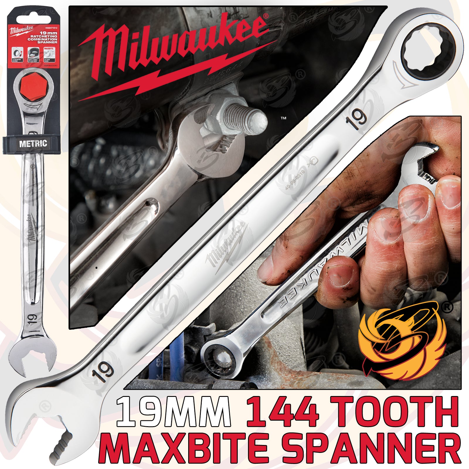 MILWAUKEE 19MM 144 TEETH MAXBITE RATCHET SPANNER
