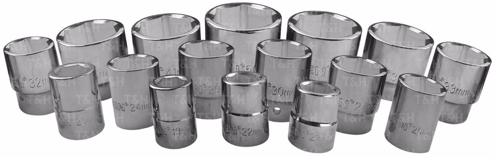 US Pro 20 Piece 3/4" Drive 6 Point Socket Set 19mm - 50mm  1384