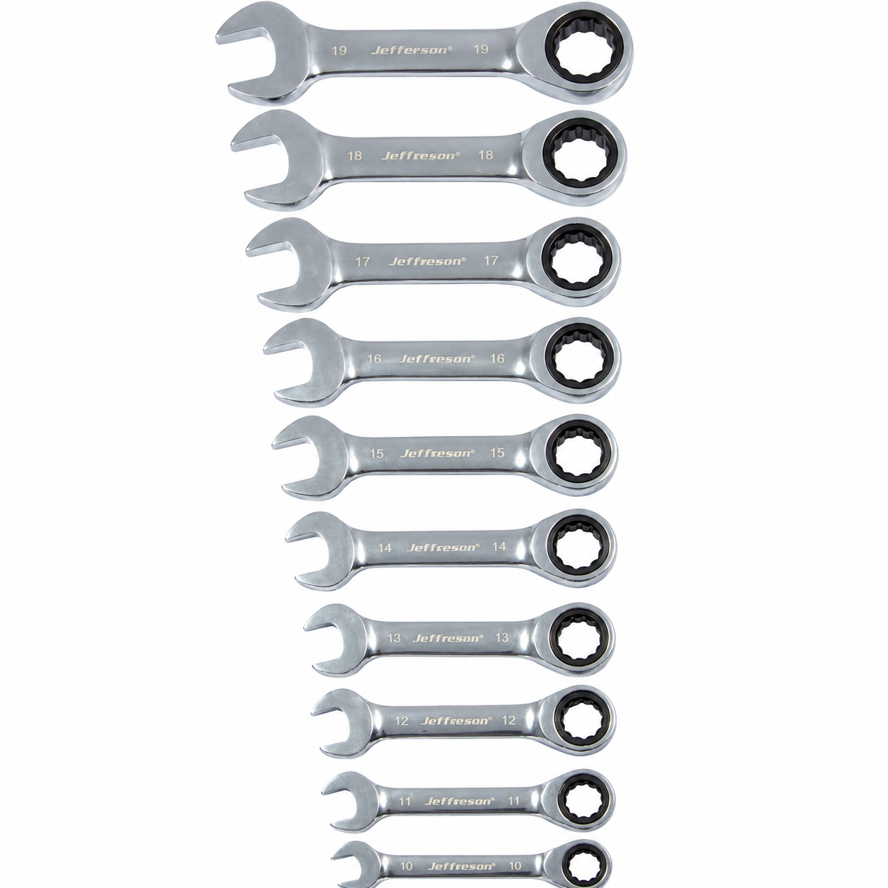 Jefferson 10 Piece Stubby Ratchet Spanner Set  With A Manufacturers LifeTime Guarantee CRSS10STB