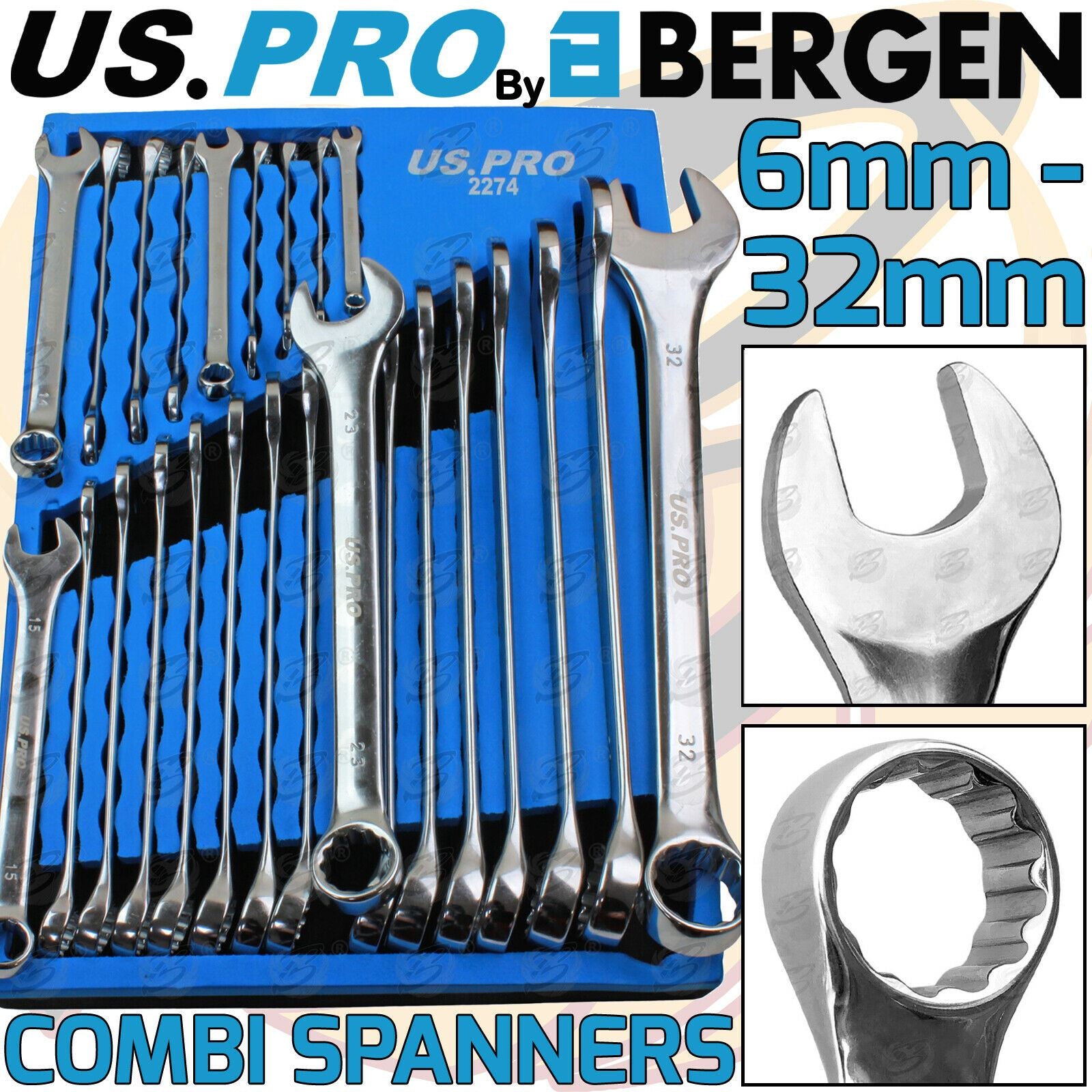 US PRO 25PCS COMBINATION SPANNER SET 6MM - 32MM