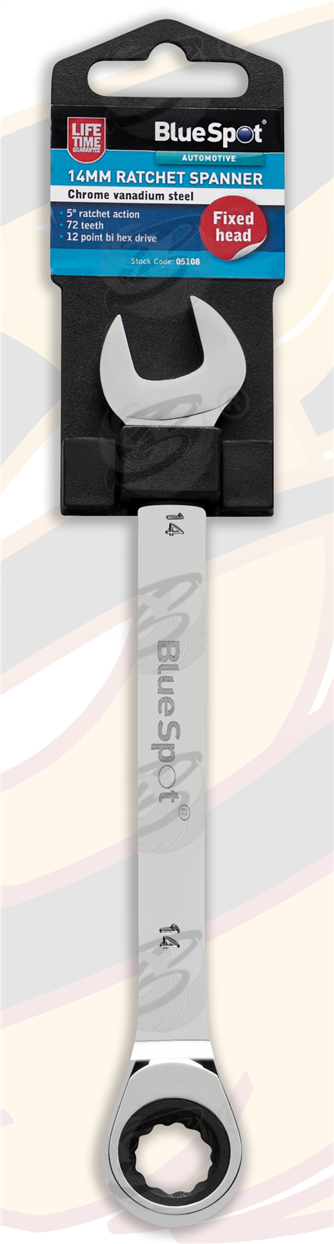 BlueSpot 14mm 72 Tooth Ratchet Spanner ( Single ) 05108