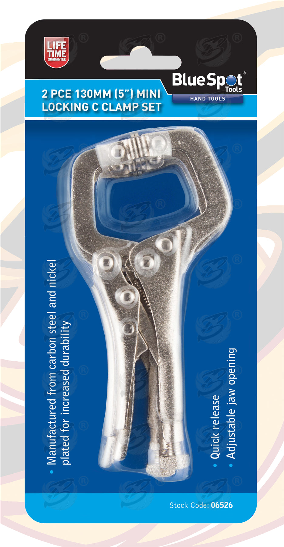 BLUESPOT 2 PCE 100MM (4") MINI LOCKING C CLAMP SET