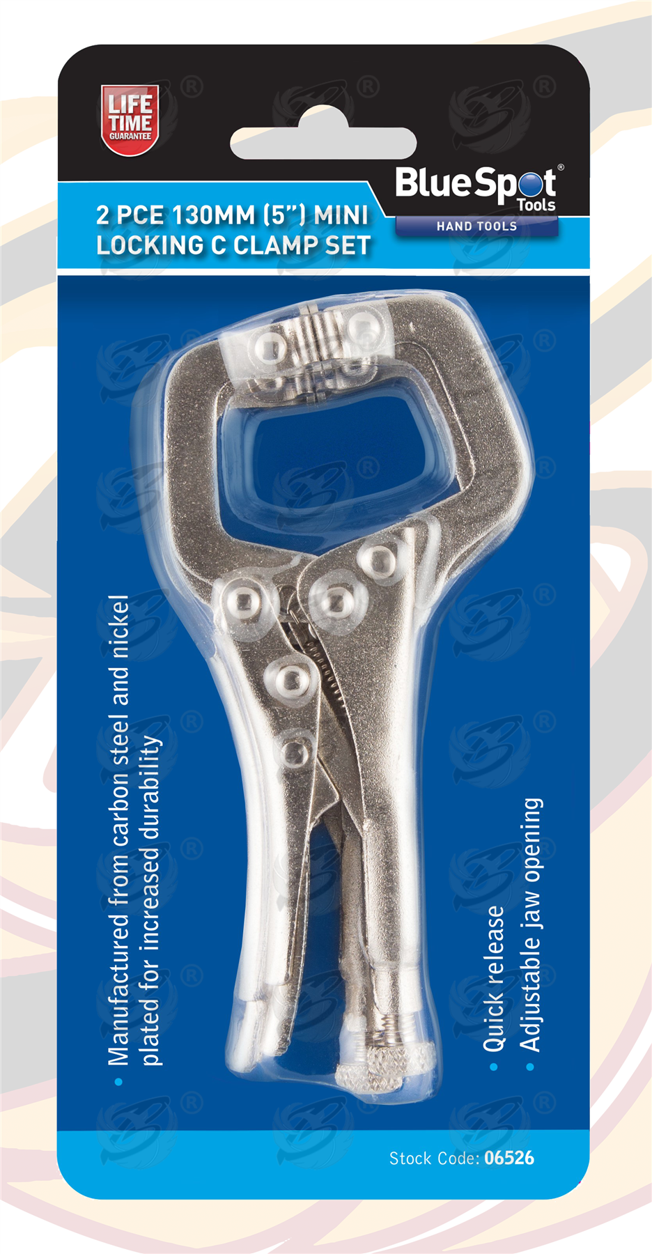 BlueSpot 2 Piece 100mm (4") Mini Locking C Clamp Set ( 06526 )