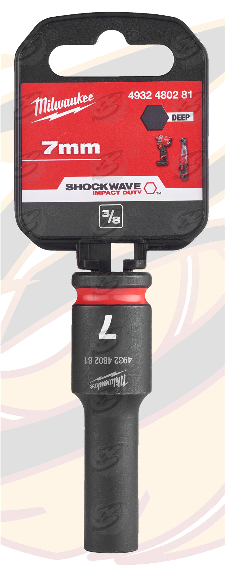 MILWAUKEE 7MM 3/8" DRIVE 6 POINT DEEP IMPACT SOCKET ( SINGLE )