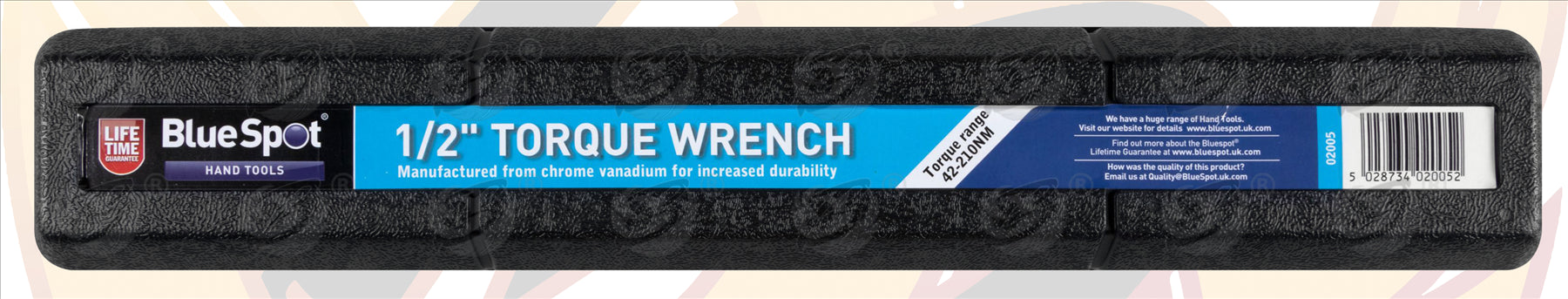 BLUESPOT 1/2" DRIVE BREAKER BAR & CALIBRATED TORQUE WRENCH 42Nm - 210Nm & 3PCS 1/2" DRIVE 6 POINT ALLOY WHEEL NUT SOCKETS