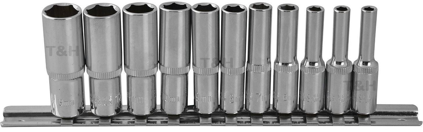 BLUESPOT 57PCS 1/4" DRIVE 6 POINT DEEP & SHALLOW SOCKET SET 4MM - 14MM