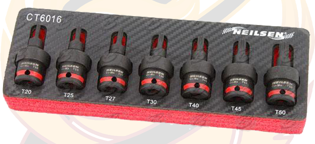 Neilsen 7 Piece 3/8" Drive Swivel Impact Torx Bit Sockets T20 - T50 ( CT6016 )