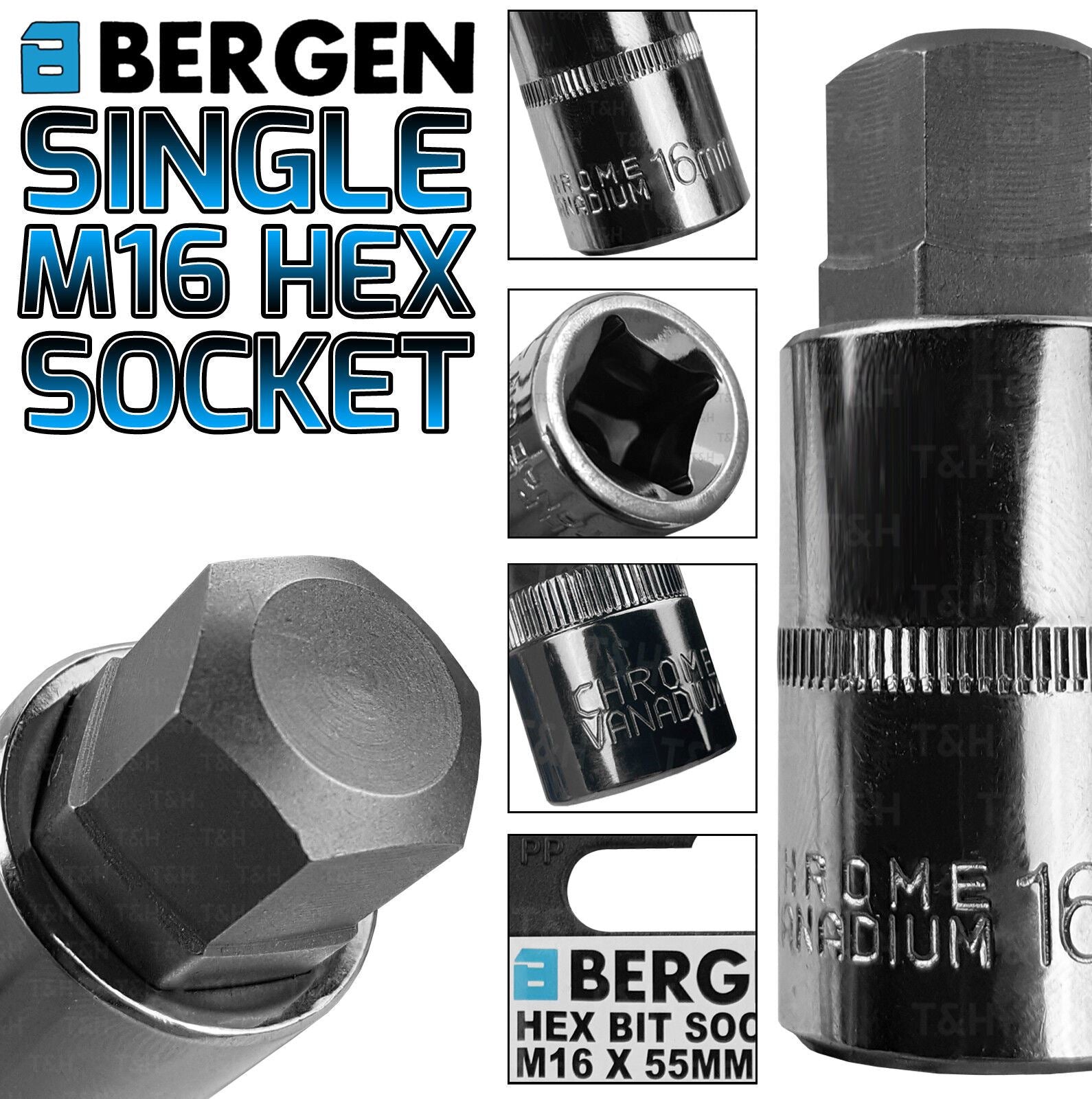 US PRO H16 1/2" DRIVE 55MM LONG HEX BIT SOCKET ( SINGLE )