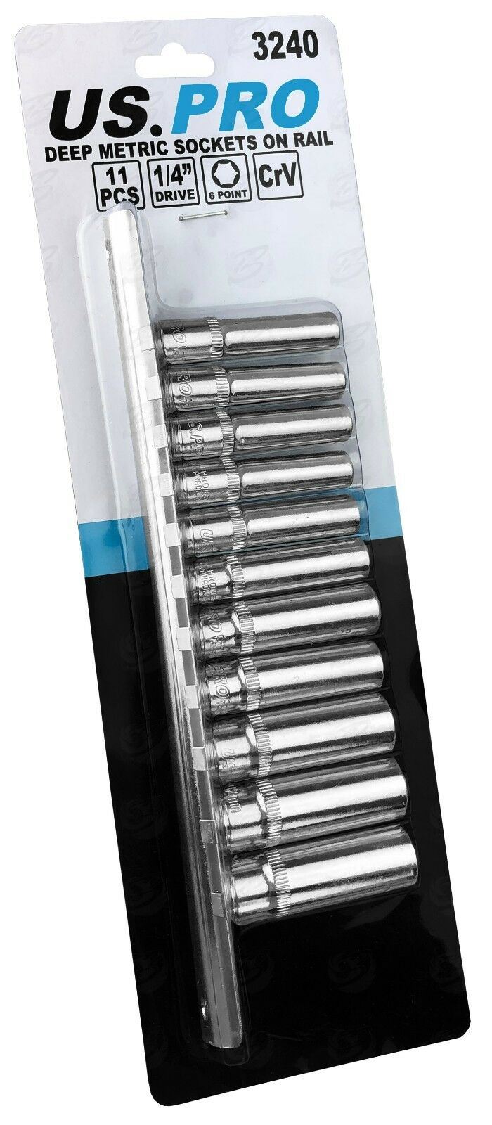 US PRO 11PCS 1/4" DRIVE 6 POINT DEEP SOCKETS 4MM - 13MM