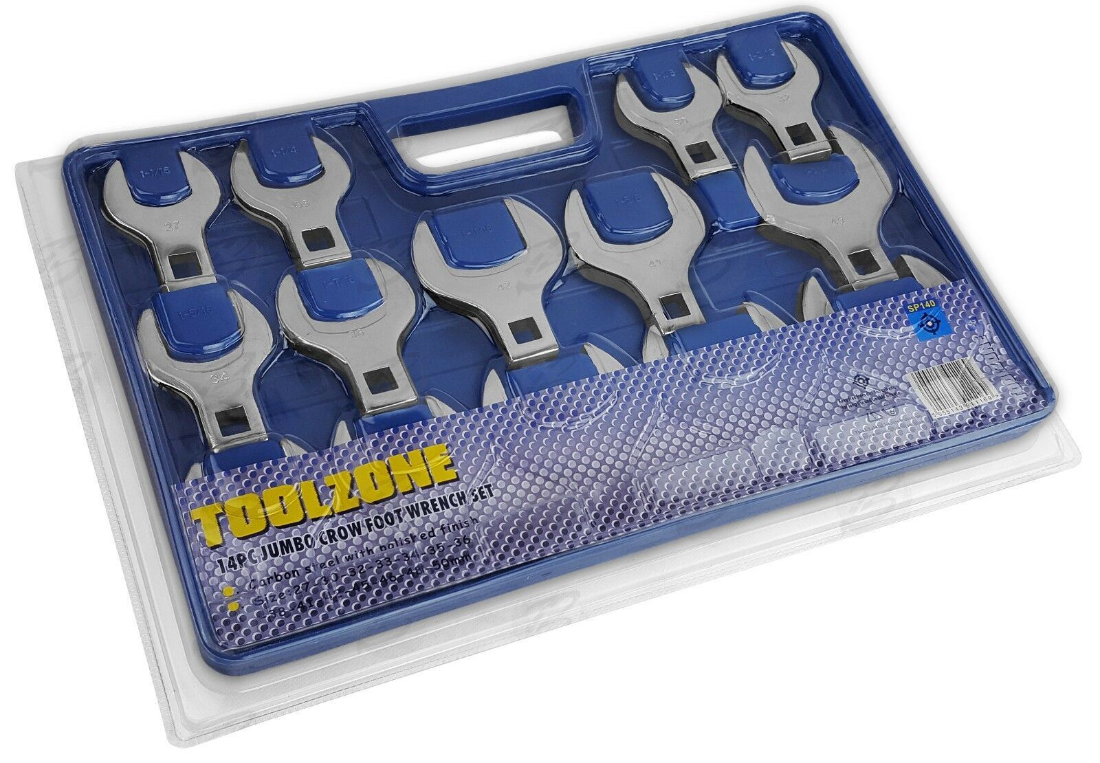 TOOLZONE 14PCS 1/2" DRIVE JUMBO CROWFOOT SPANNERS 27MM - 50MM