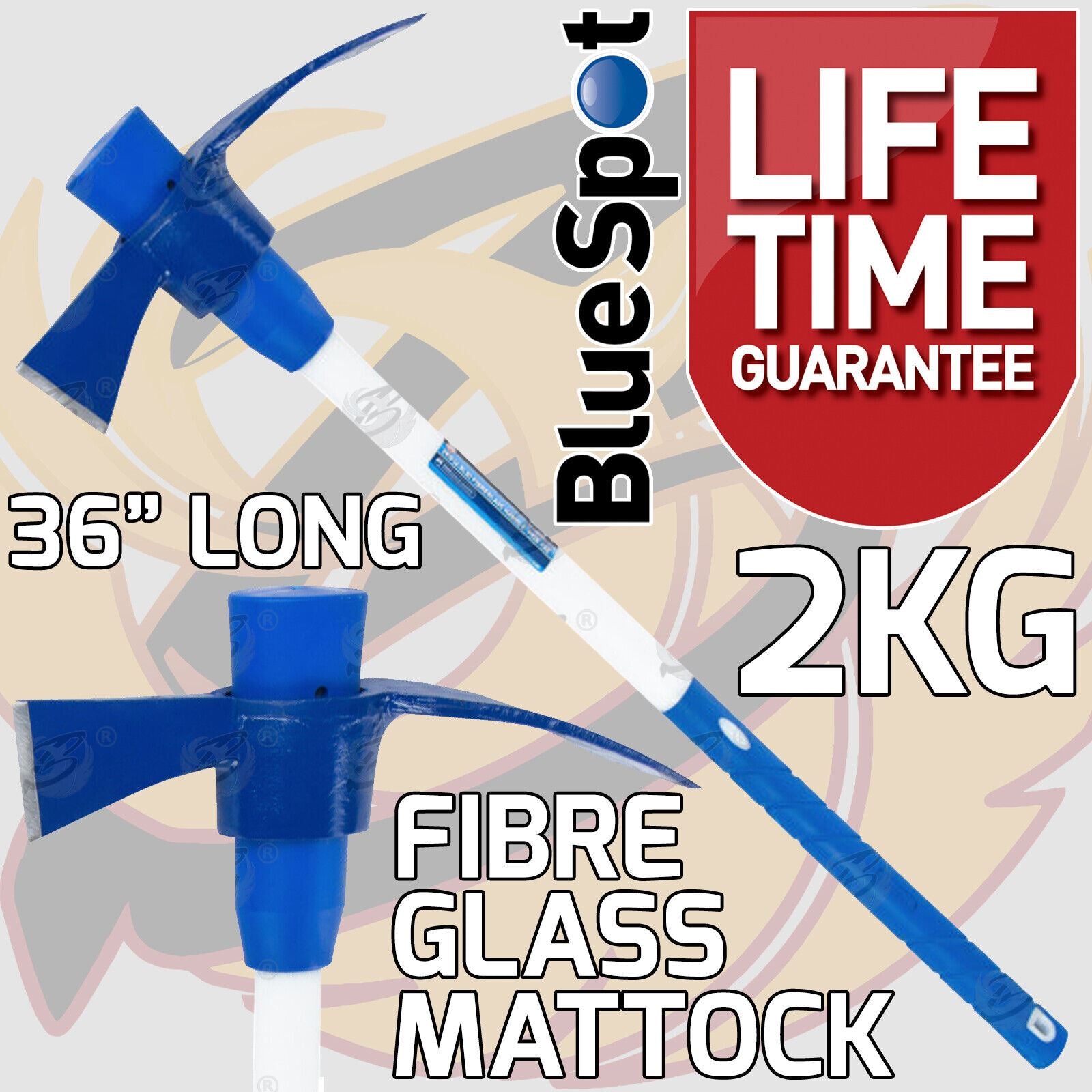 BLUESPOT 2KG 36" LONG FIBREGLASS MATTOCK
