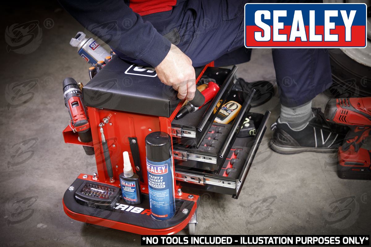 SEALEY MECHANIC STOOL / UTILTIY BOX ( RED )
