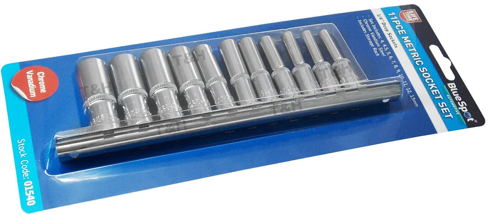 BLUESPOT 57PCS 1/4" DRIVE 6 POINT DEEP & SHALLOW SOCKET SET 4MM - 14MM