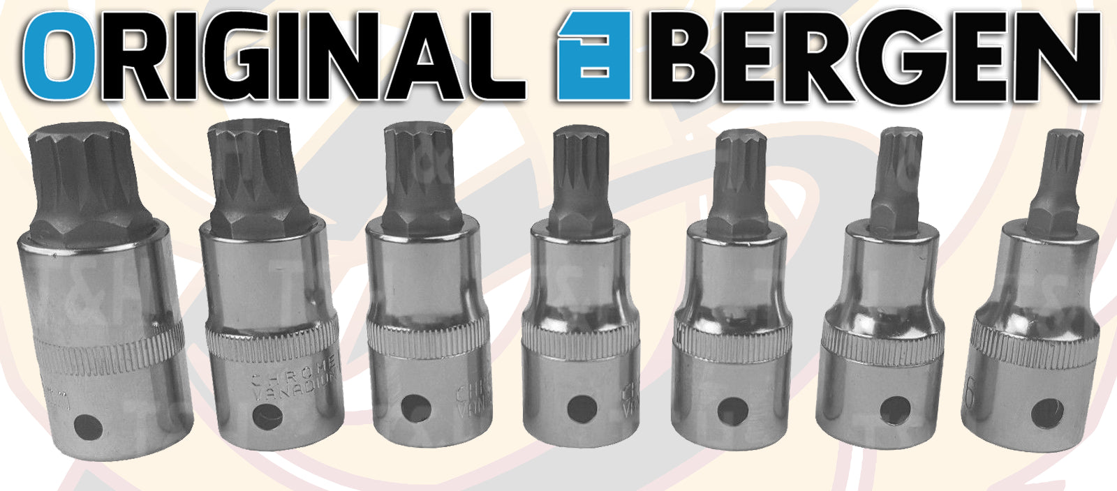 BERGEN 26PCS 1/2" DRIVE SPLINE BIT SOCKETS M5 - M16