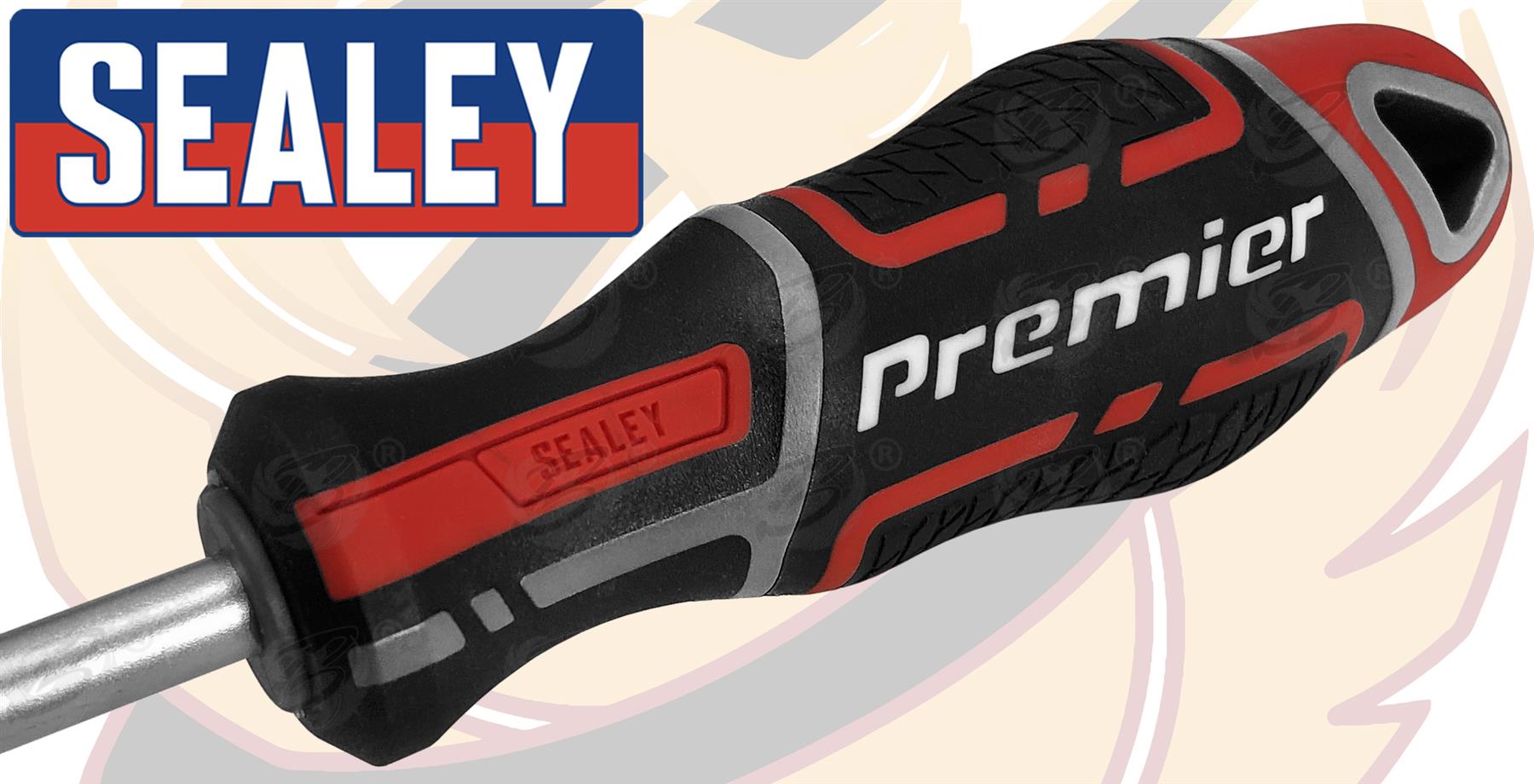 SEALEY 7PCS MAGNETIC SCREWDRIVERS ( SLOTTED - POZIDRIVE ) ( RED )