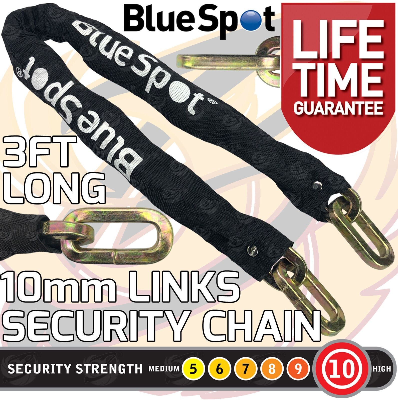 BlueSpot 3 Foot Long 10mm Links Security Chain 77078