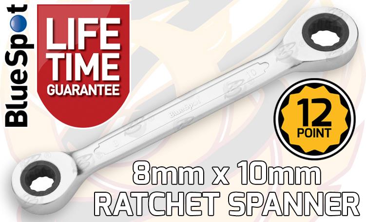 BLUESPOT 8MM x 10MM 72 TOOTH DOUBLE ENDED RATCHET SPANNER