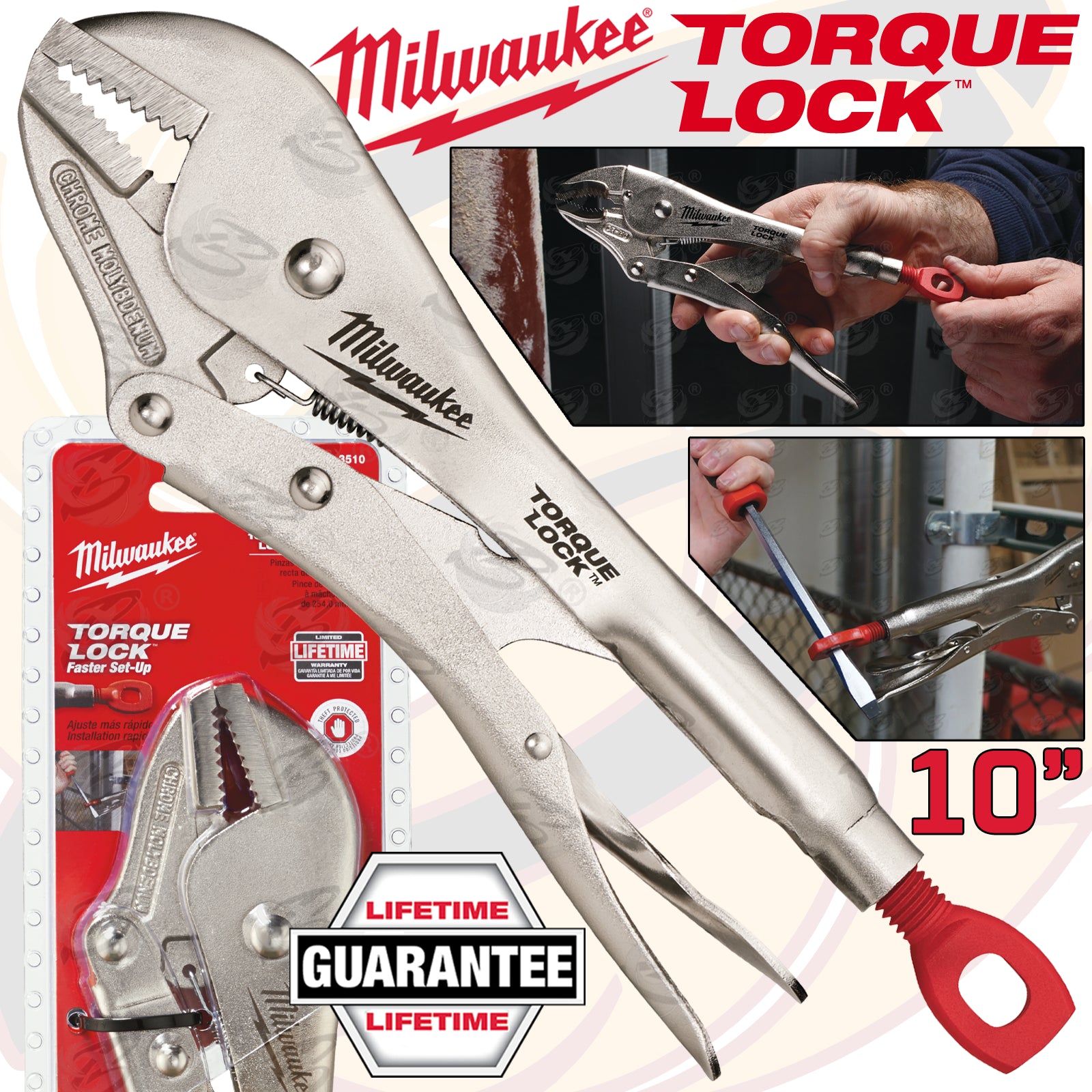 MILWAUKEE 10" STRAIGHT JAW TORQUE LOCK LOCKING PLIERS
