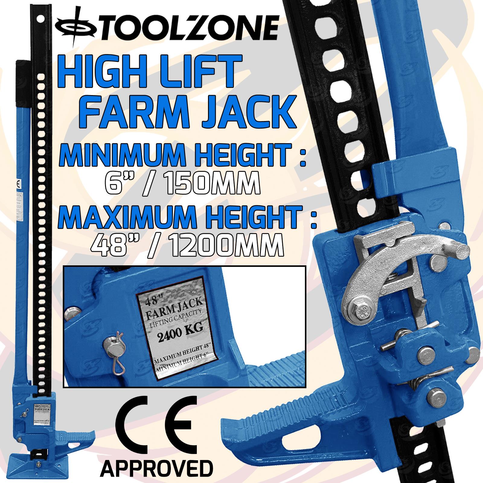 Toolzone Heavy Duty 1200mm (48") Hi-Li Foot Tractor Jack Farm Jack 2.4 Tonne Hoist AU157