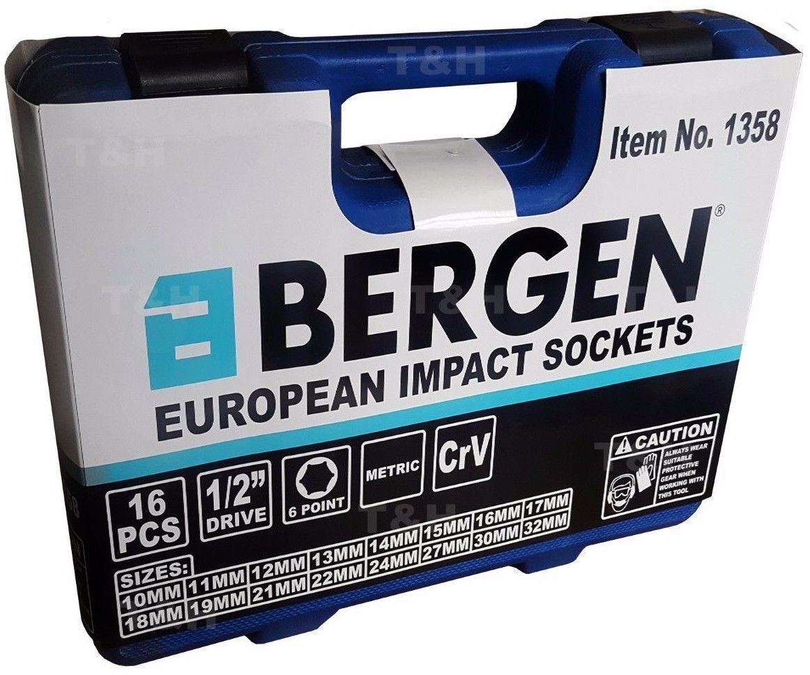US Pro 16 Piece 1/2" Drive 6 Point Deep Impact Sockets 10mm - 32mm 1340