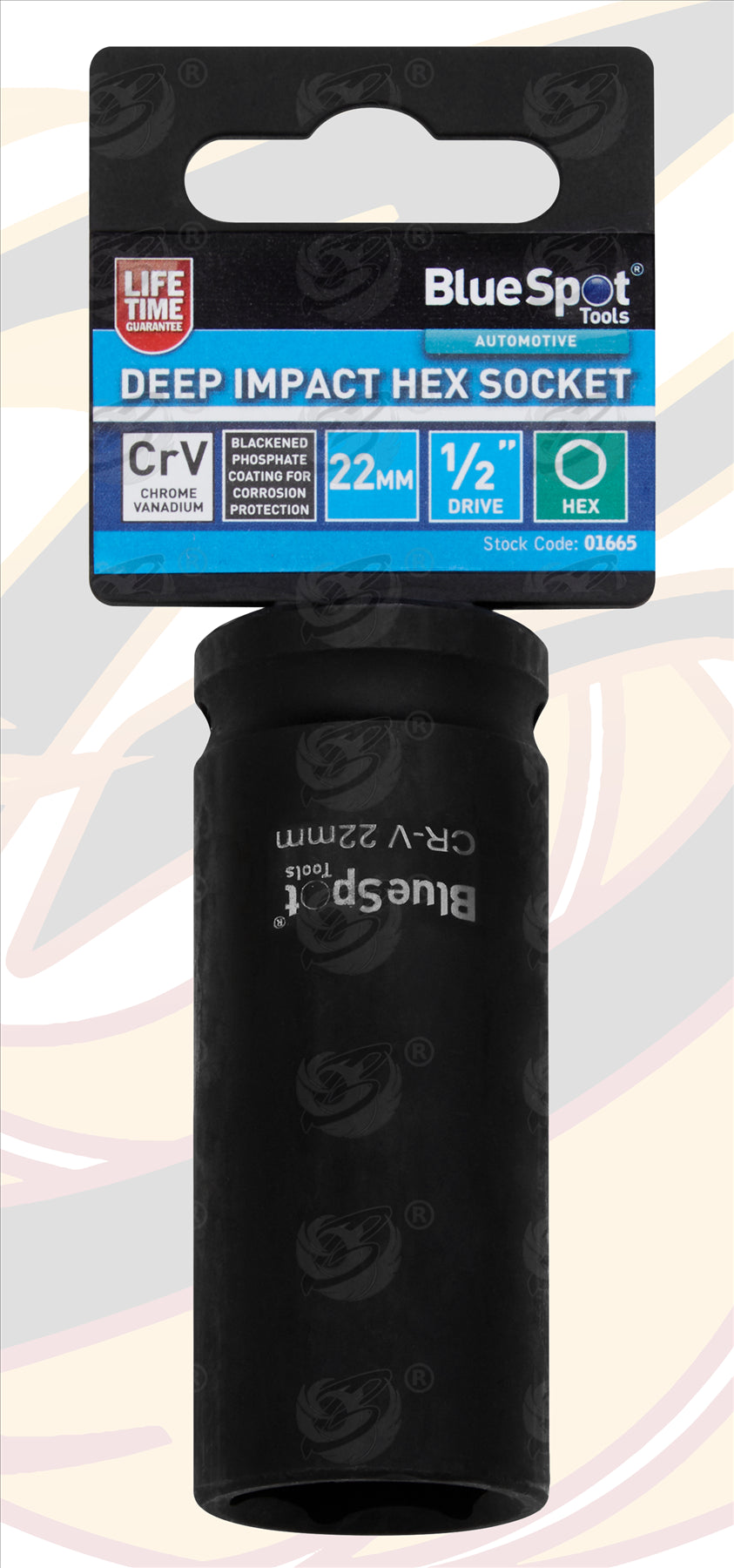 BLUESPOT 22MM 1/2" DRIVE 6 POINT DEEP IMPACT SOCKET ( SINGLE )