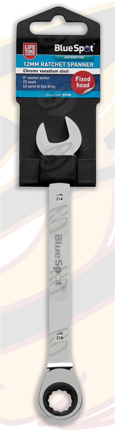 BlueSpot 12mm 72 Tooth Ratchet Spanner ( Single ) 05103