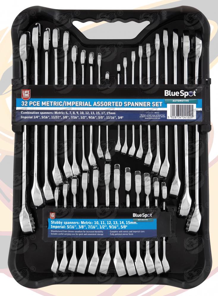 BlueSpot 32 Piece Metric & Sae Combination Spanners 6mm - 19mm & 1/4" - 3/4" ( 04112 )