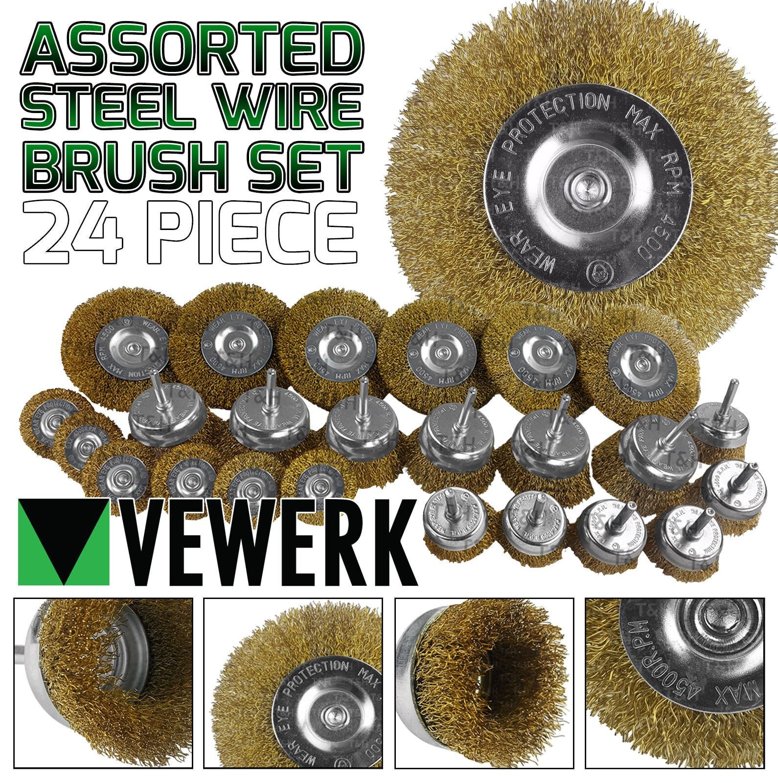 VEWERK 24PCS ASSORTED WIRE WHEEL SET