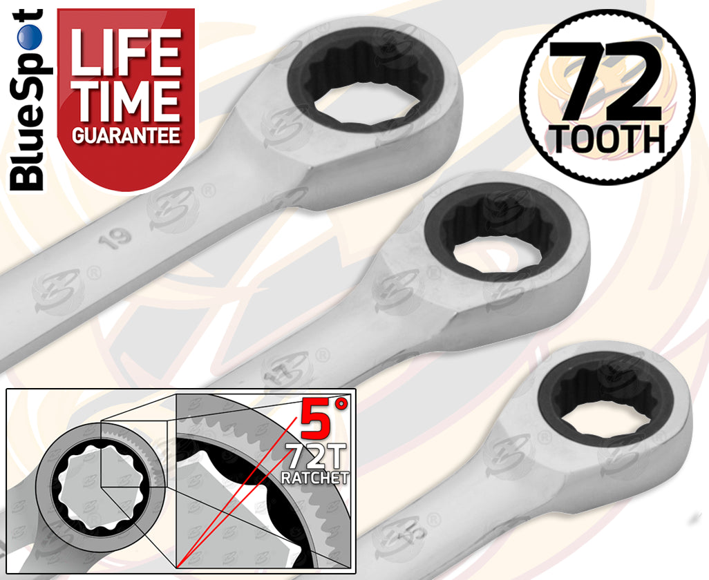 BLUESPOT 8PCS RATCHET SPANNER SET 8MM - 19MM