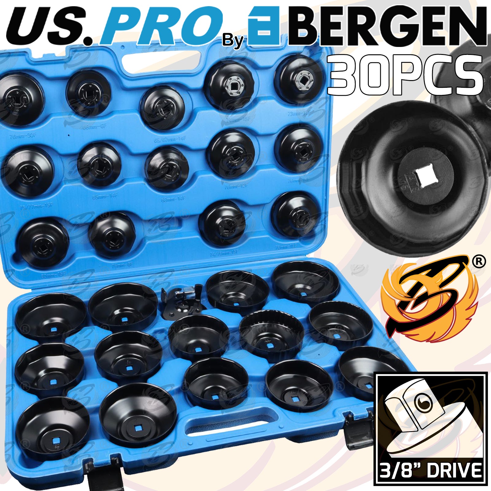 US PRO 30PC CUP TYPE OIL FILTER WRENCH SET
