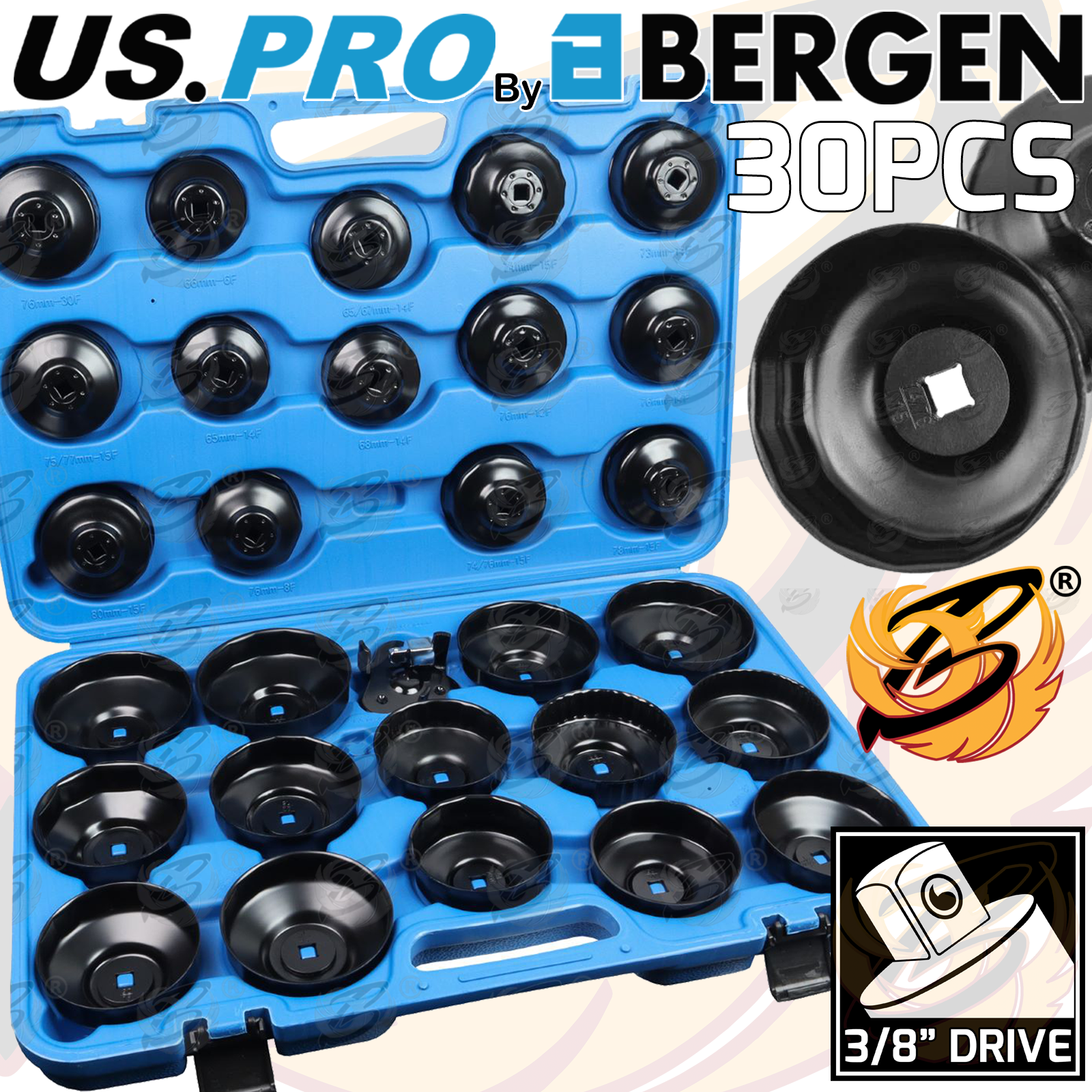 US Pro 30 Piece Cup Type Oil Filter Wrench Set  ( 7065 )