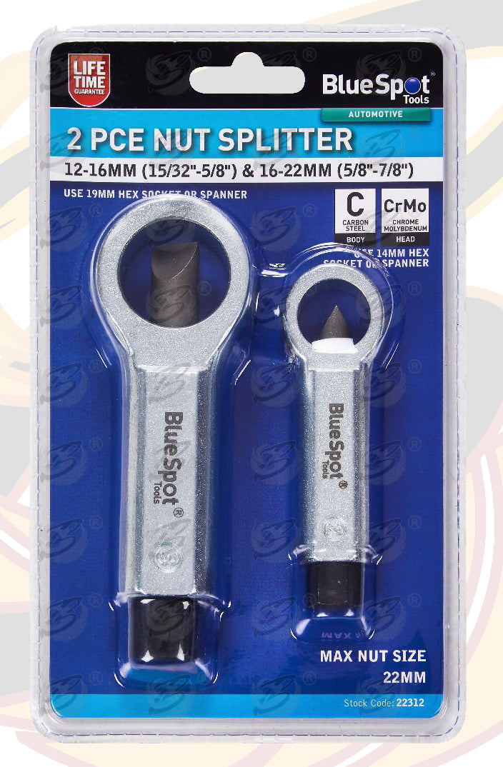 BLUESPOT 2 PCE NUT SPLITTER 12-16MM (15/32"-5/8") & 16-22MM (5/8"-7/8")