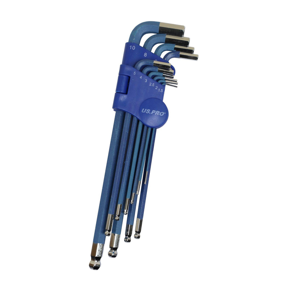Us Pro 10 Piece Extra Long Ball End Hex Key Set ( H1.5 - H10 )  1646