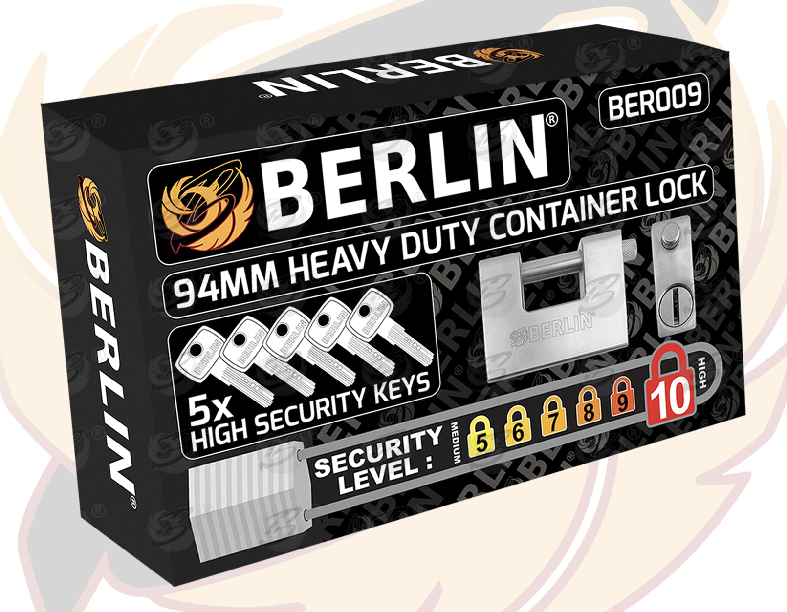 BERLIN 6FT LONG 10MM LINKS SECURITY CHAIN WITH 94MM HIGH SECURITY PADLOCK