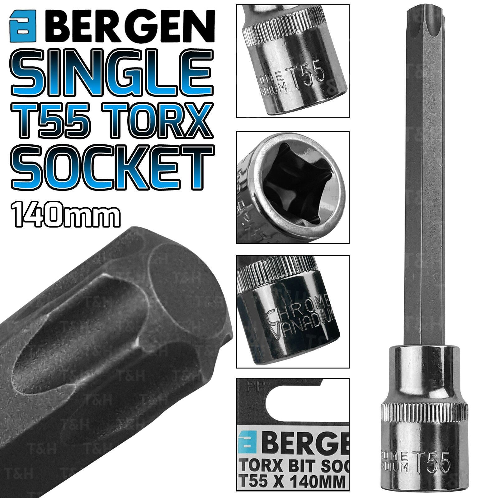 US PRO T55 1/2" DRIVE 140MM LONG TORX BIT SOCKET ( SINGLE )
