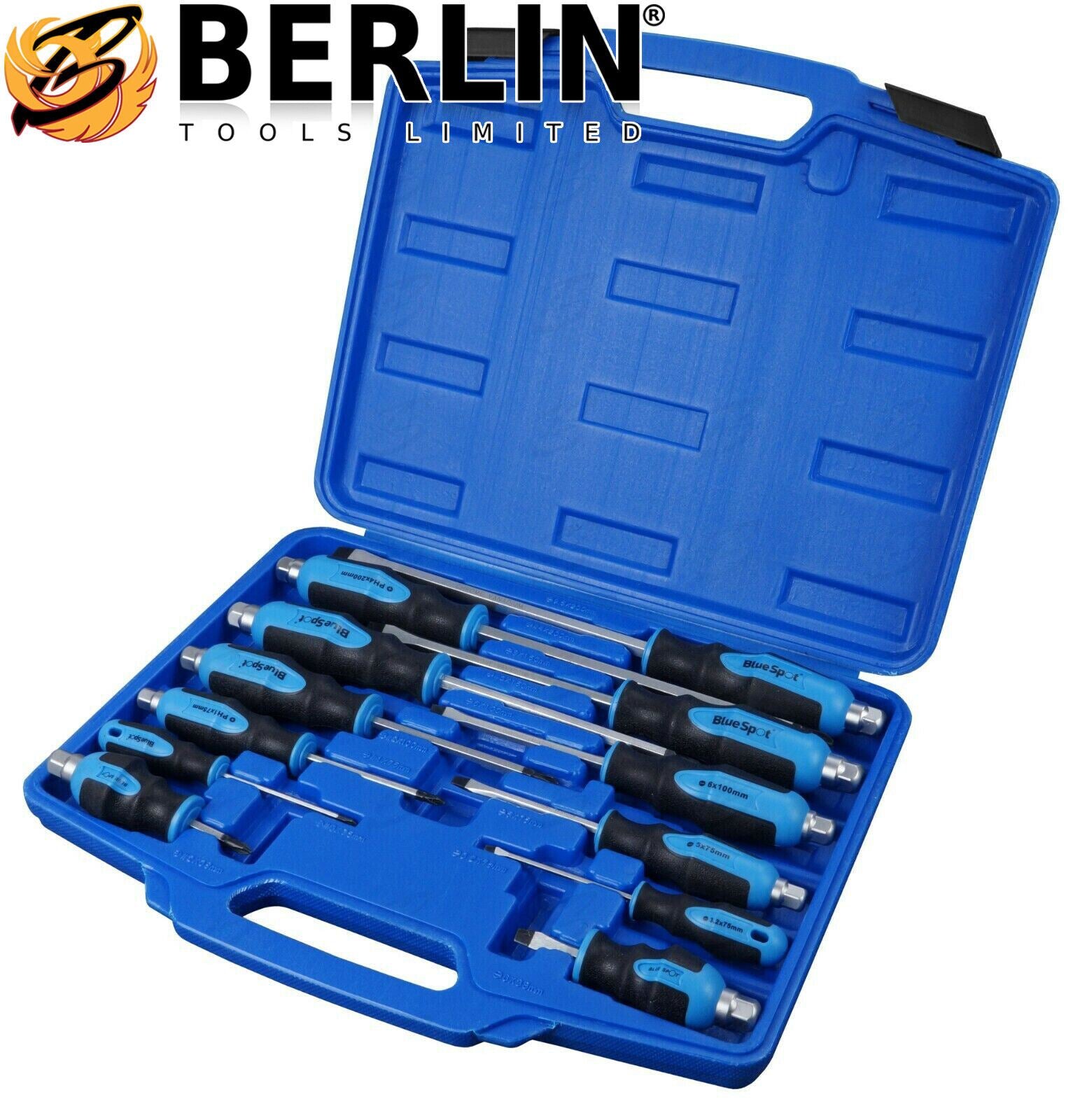 BlueSpot 12 Piece Magnetic Go Through Screwdriver Set ( Slotted - PHillips ) 12067