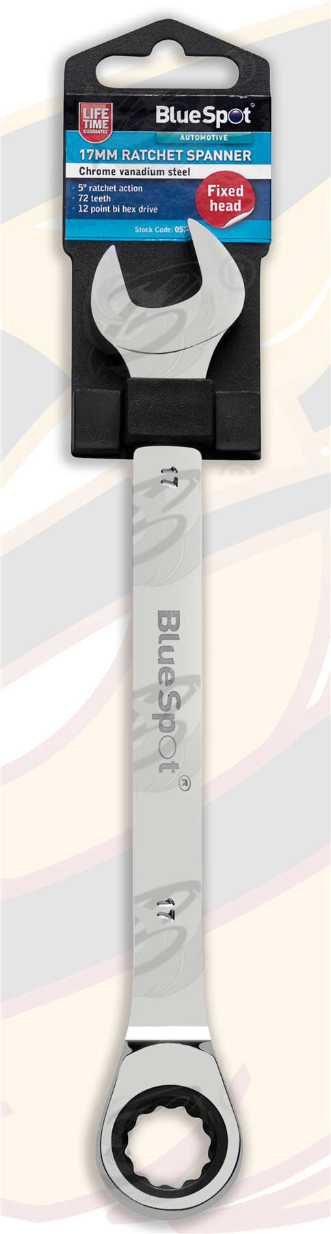 BlueSpot 17mm 72 Tooth Ratchet Spanner ( Single ) 05112