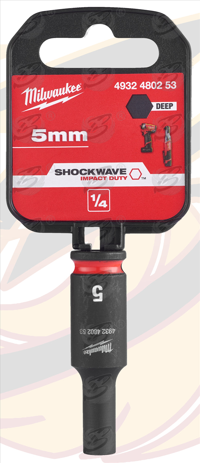 MILWAUKEE 5MM 1/4" DRIVE 6 POINT DEEP IMPACT SOCKET ( SINGLE )