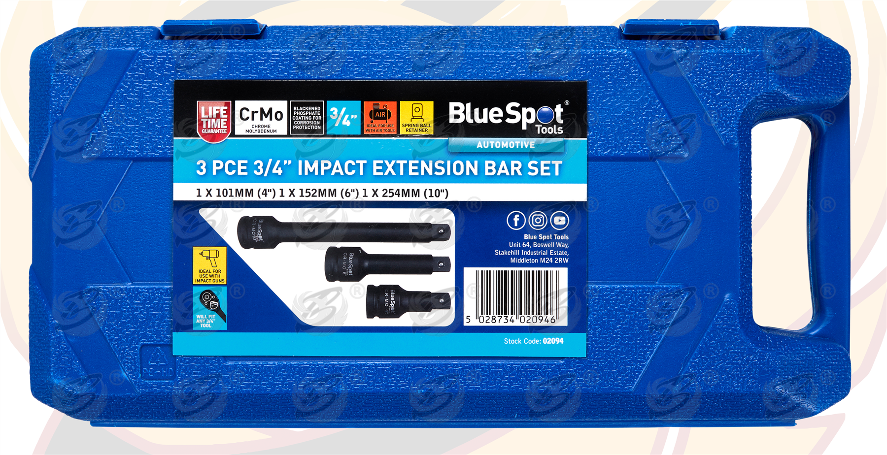 BlueSpot 3 Piece 3/4" Drive Impact Extension Bar Set 4-6-10" ( 02094 )