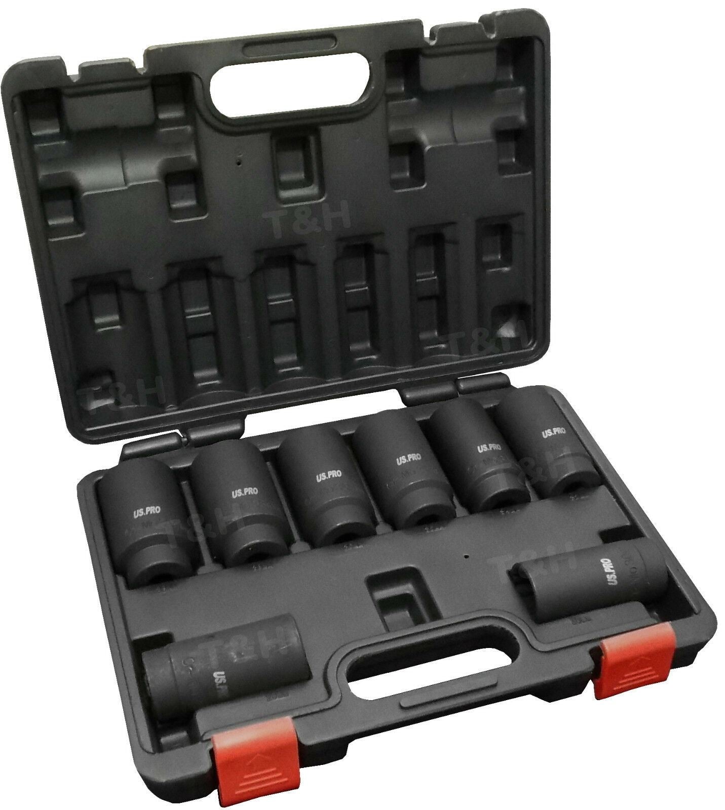 US PRO 8PCS 1/2" DRIVE 12 POINT DEEP IMPACT SOCKETS 29MM - 39MM