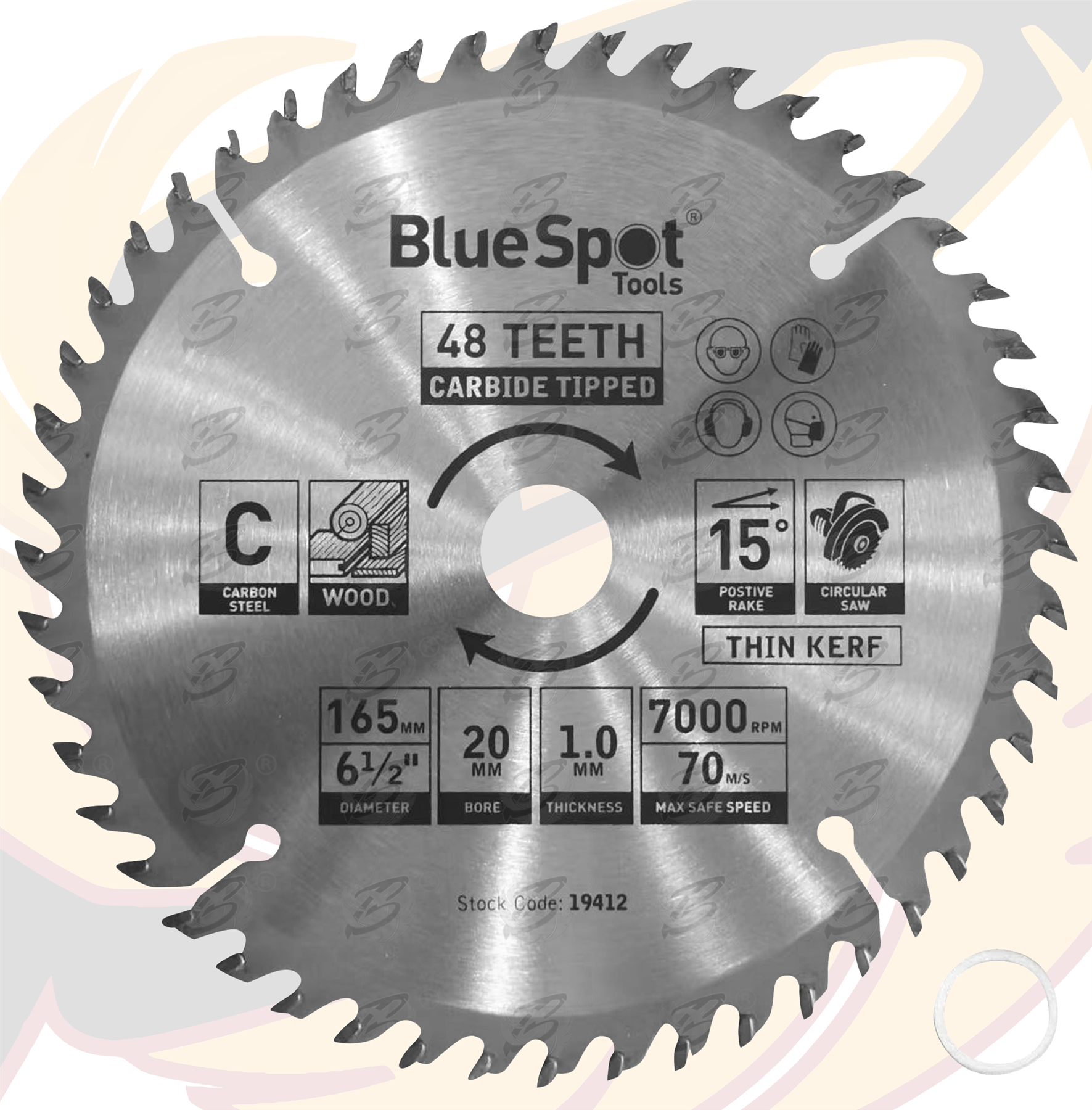 BlueSpot Circular Saw Blade 165mm x 20mm x 48T ( Tct Blades ) ( 19412 )