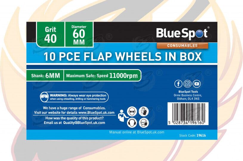 BLUESPOT 10PCS FLAP WHEEL DISCS ( 40 GRIT - 60MM )
