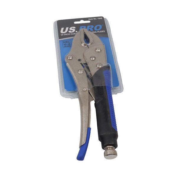 US Pro 10 Inch Curved Jaw Locking Pliers Soft Grip Handles  1848
